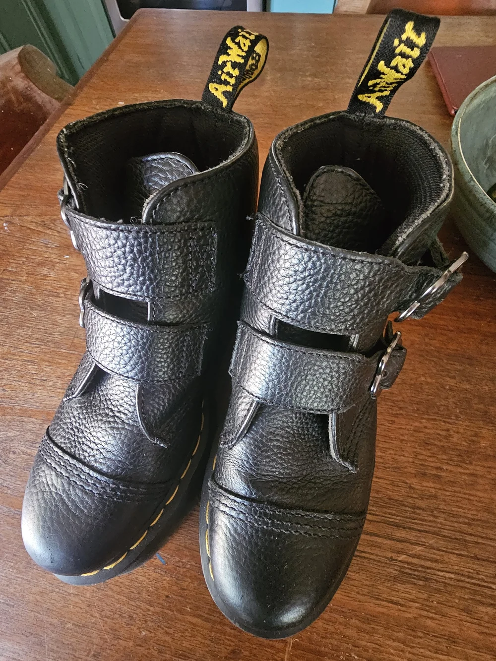 Dr. Martens Black Leather Daisy Flower-Buckle Ankle Boots 8